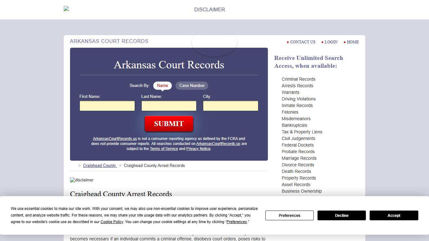 Craighead County Arrest Records | ArkansasCourtRecords.us