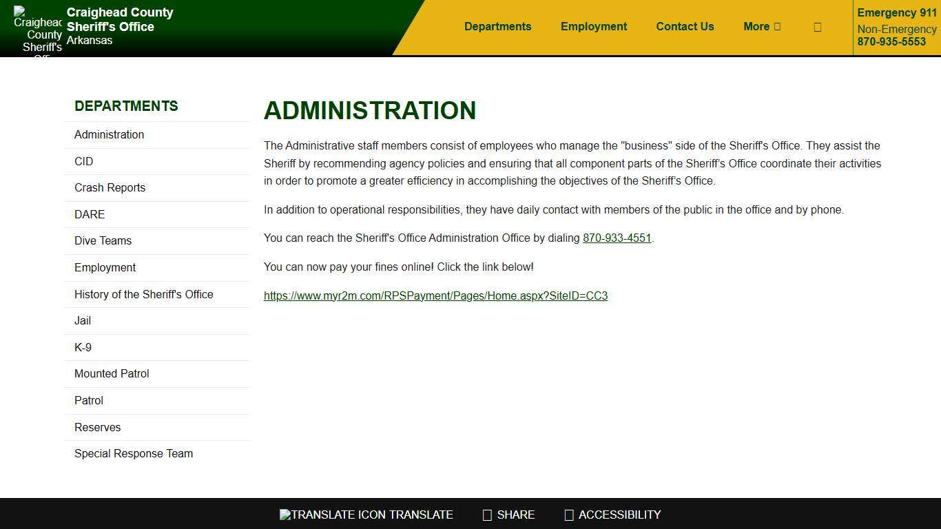 Administration | Craighead County Arkansas Sheriff's Office | Jonesboro - Lake City