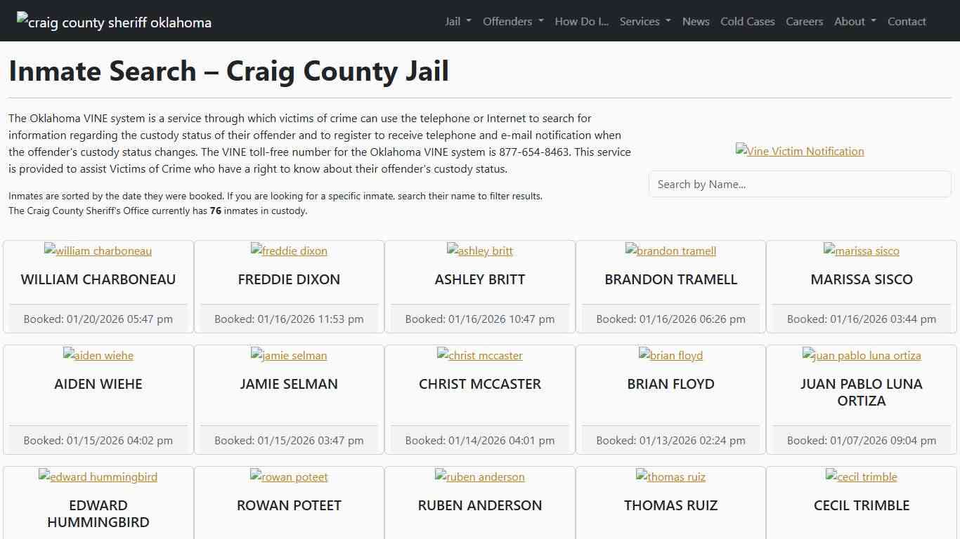 Inmate Search | Craig County Sheriff's Office